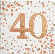 Sparkfizz Rose Gold Napkin 40th Pack Of 16