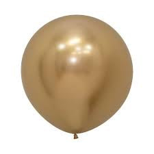 60cm(2ft) Reflex Gold Round Latex Balloon Pack Of 3