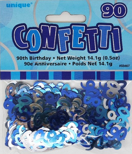 90TH Birthday Scatters Silver and Blue