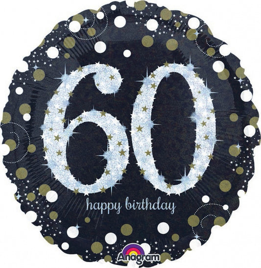 HOLOGRAPHIC SPARKLING AGE 60 BIRTHDAY 18"(45CM) FOIL BALLOON