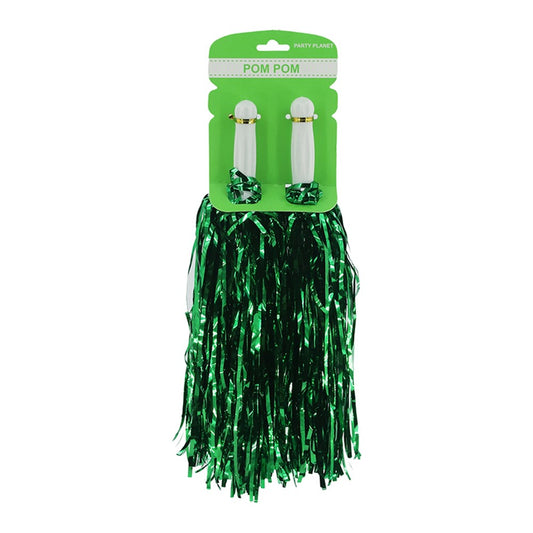 2PK METALLIC POM POM-GREEN