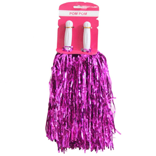 2PK METALLIC POM POM-PINK