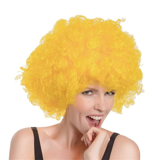 Yellow Curly Afro Fancy Dress Wig