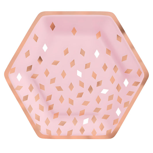 Blush Birthday 9"(23cm) Metallic Paper Plates Pack Of 8