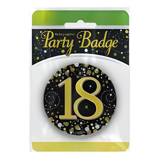 Badge 75mm Sparkling Fizz #18 Black/Gold Pack 1