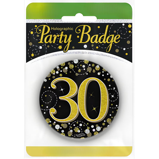 Badge 75mm Sparkling Fizz #30 Black/Gold Pack 1