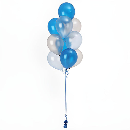 Bunch Of 10 Helium Balloons Brilliant Blue