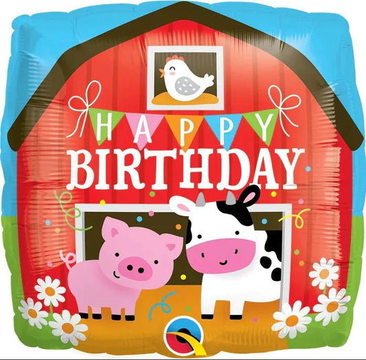 Foil Balloon 18" Square Birthday Barn