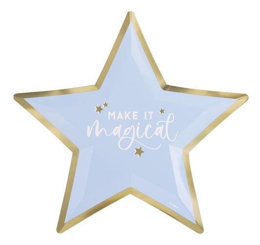 Dainty Unicorn 8 x 27cm (10.6") Foil Stamped Star Shaped Paper Plates
