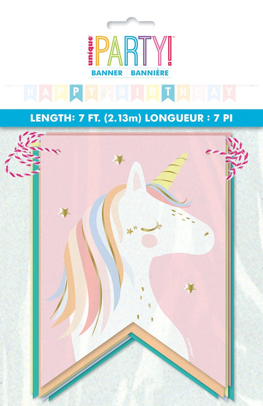 Dainty Unicorn Happy Birthday Pennant Banner 2.13m (7')