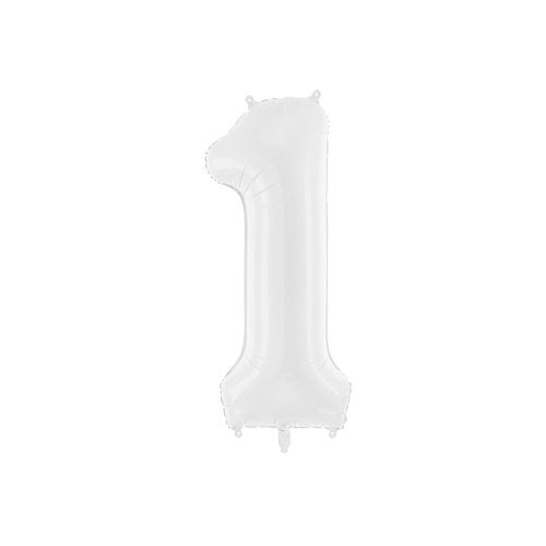 Party Deco White Number 1 Foil Balloon 86cm (34") 1 Pack