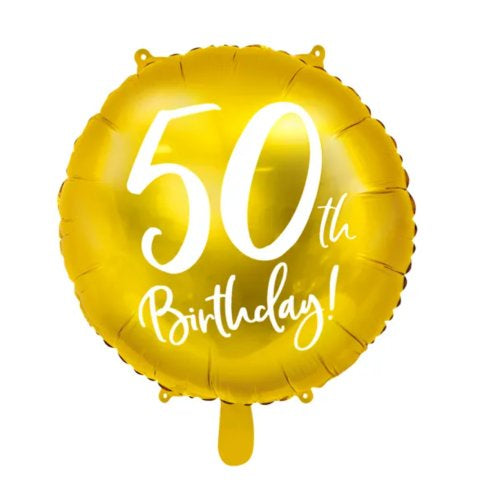 Gold Cursive 50th Birthday Foil Balloon 18" (45cm)