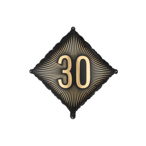 Black & Gold 30th Birthday Foil Balloon 18" (46cm)