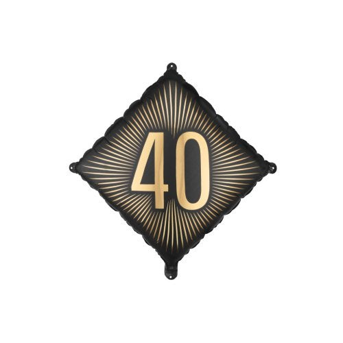 Black & Gold 40th Birthday Foil Balloon 18" (46cm)