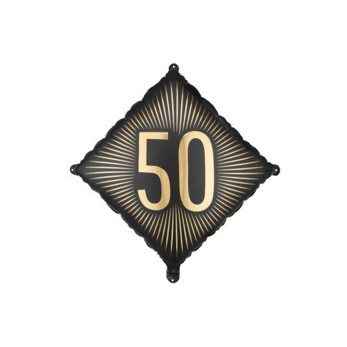 Black & Gold 50th Birthday Foil Balloon 18" (46cm)
