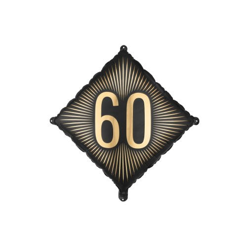 Black & Gold 60th Birthday Foil Balloon 18" (46cm)