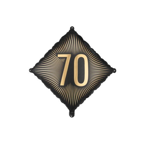 Black & Gold 70th Birthday Foil Balloon 18" (46cm)