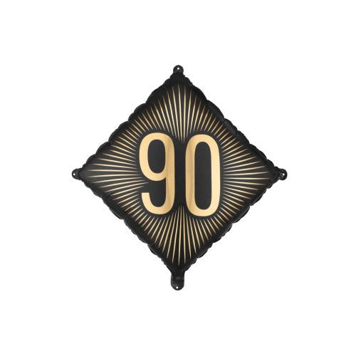 Black & Gold 90th Birthday Foil Balloon 18" (46cm)