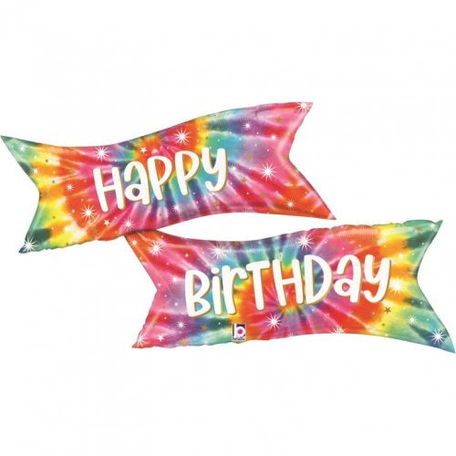 Foil Supershape Balloon 49inch Tie-Dye Banner Birthday