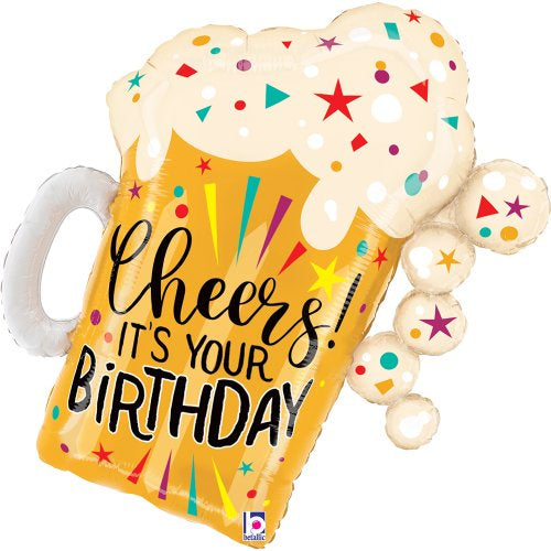 Foil Balloon Supershape 35inch Birthday Fun Confetti Beer Shape