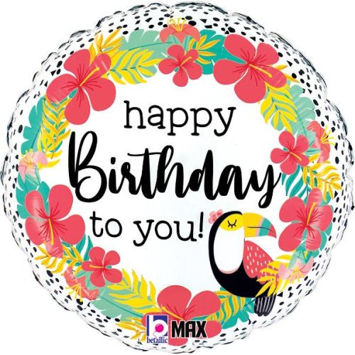 Foil Balloon Tropical Toucan Birthday 18inch Round