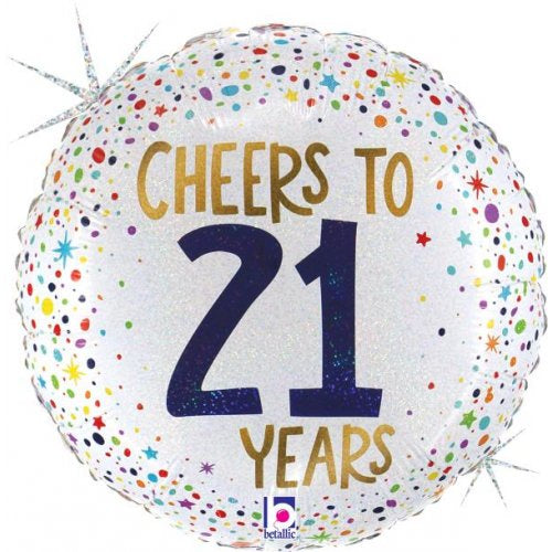 Cheers To 21 Years Holographic18'' Foil Balloon