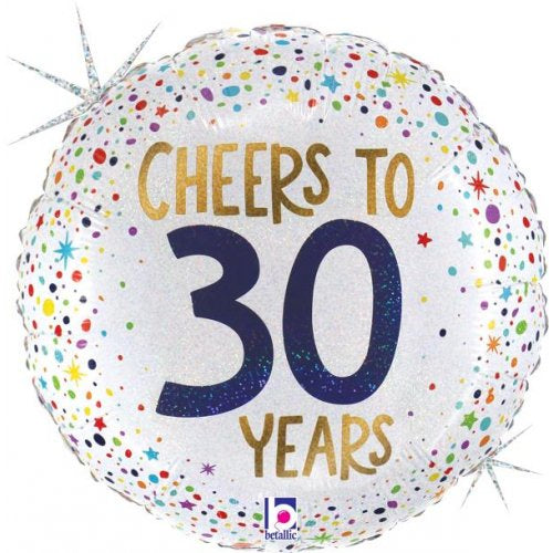 Cheers To 30 Years Holographic 18'' Foil Balloon