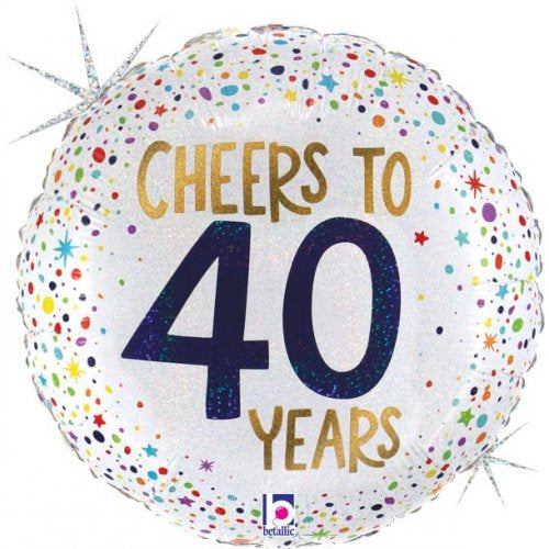 Cheers To 40 Years Holographic 18'' Foil Balloon