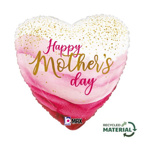Mothers Day Pretty Pink Foil Balloon - 18 Inch Round Floral & Heart Design for Party Decor
