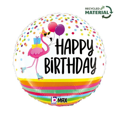 Flamingo Birthday Party Foil Balloon 18" Round – Tropical Party Decoration (1 Pc.)