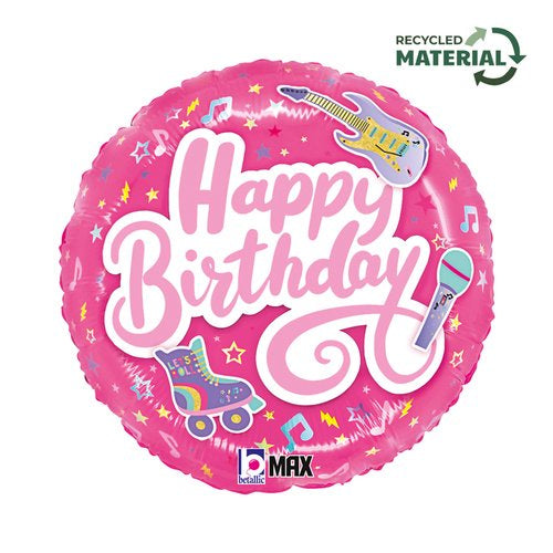 Totally Awesome Pink Birthday Round Foil Balloon 46cm