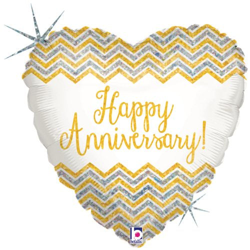Chevron Anniversary Holographic 18Inch(45cm) Heart Shape