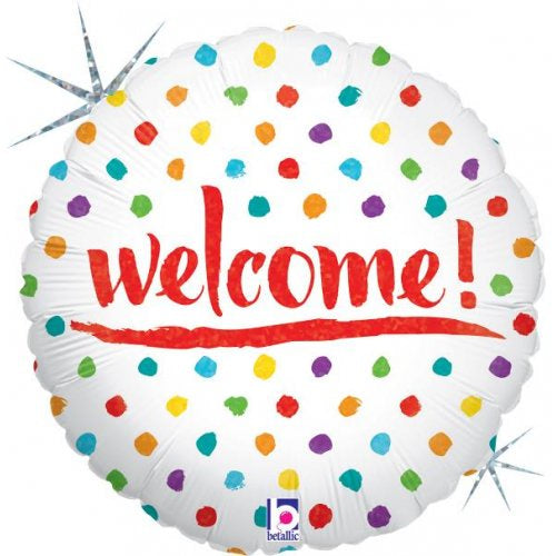 Welcome Dots Holographic 18" Round P1