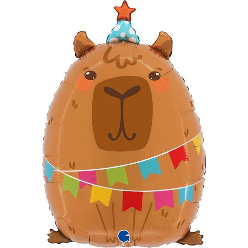 Party Capybara Shape SuperShape Foil Balloon – 23"