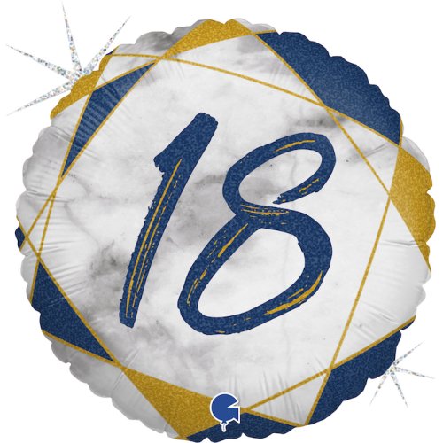 #18 Marble Blue FOIL BALLOON 18" (45CM)