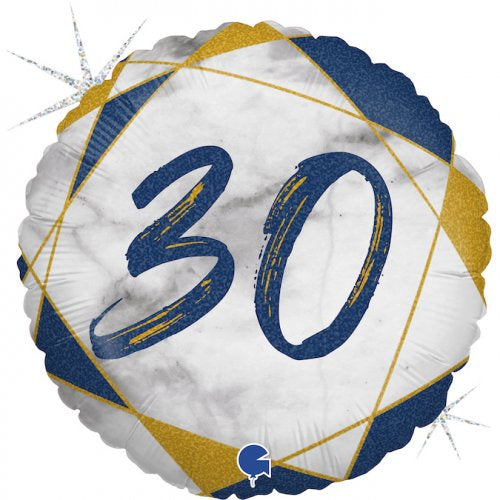 #30 Marble Blue FOIL BALLOON 18" (45CM)