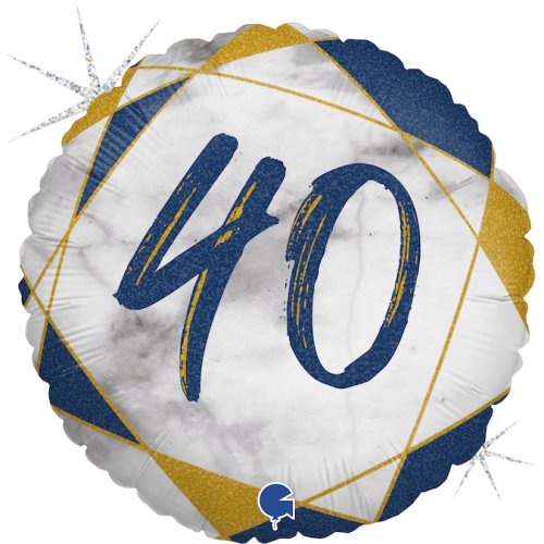 #40 Marble Blue Foil Balloon 18" (45cm)