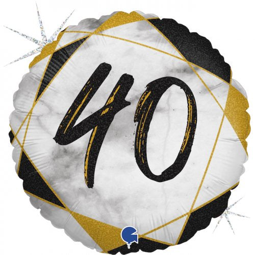 #40 Marble Black 18inch Round Foil Balloon