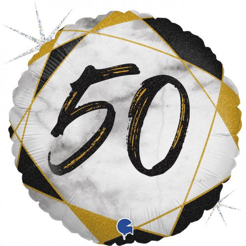 #50 Marble Black 18inch(45cm) Round Foil Balloon