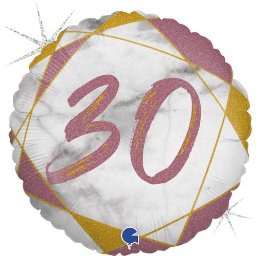 #30 Marble Rose Gold 18" Foil Balloon