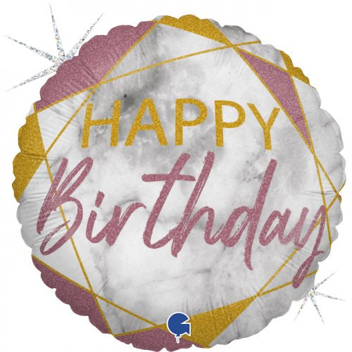 Marble Rose Gold Happy Birthday 18" Foil Balloon