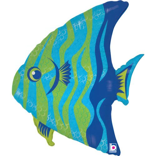 24 Inch Blue Angel Fish Foil Balloon - Under the Sea Party Decor for Birthday Baby Shower