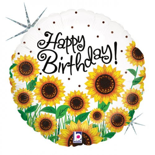Sunny Sunflowers Birthday Holographic 18" Foil Balloon
