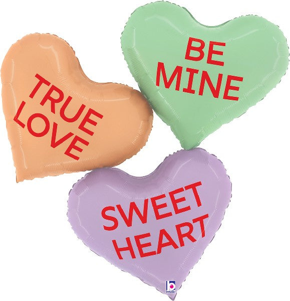 37 Inch Conversation Heart Messages Foil Balloon - Giant Valentines Day Decorations Party Supplies