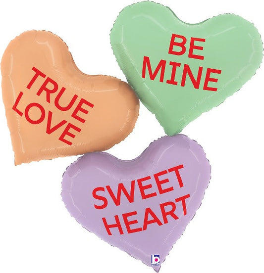 37 Inch Conversation Heart Messages Foil Balloon - Giant Valentines Day Decorations Party Supplies
