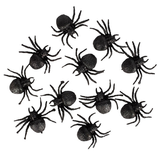 12PK 3.5CM RUBBER SPIDERS