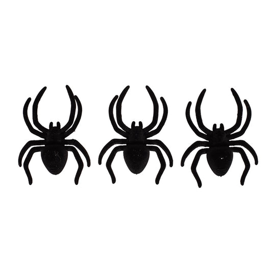 3PK 10X12CM HAIRY BLACK SPIDER