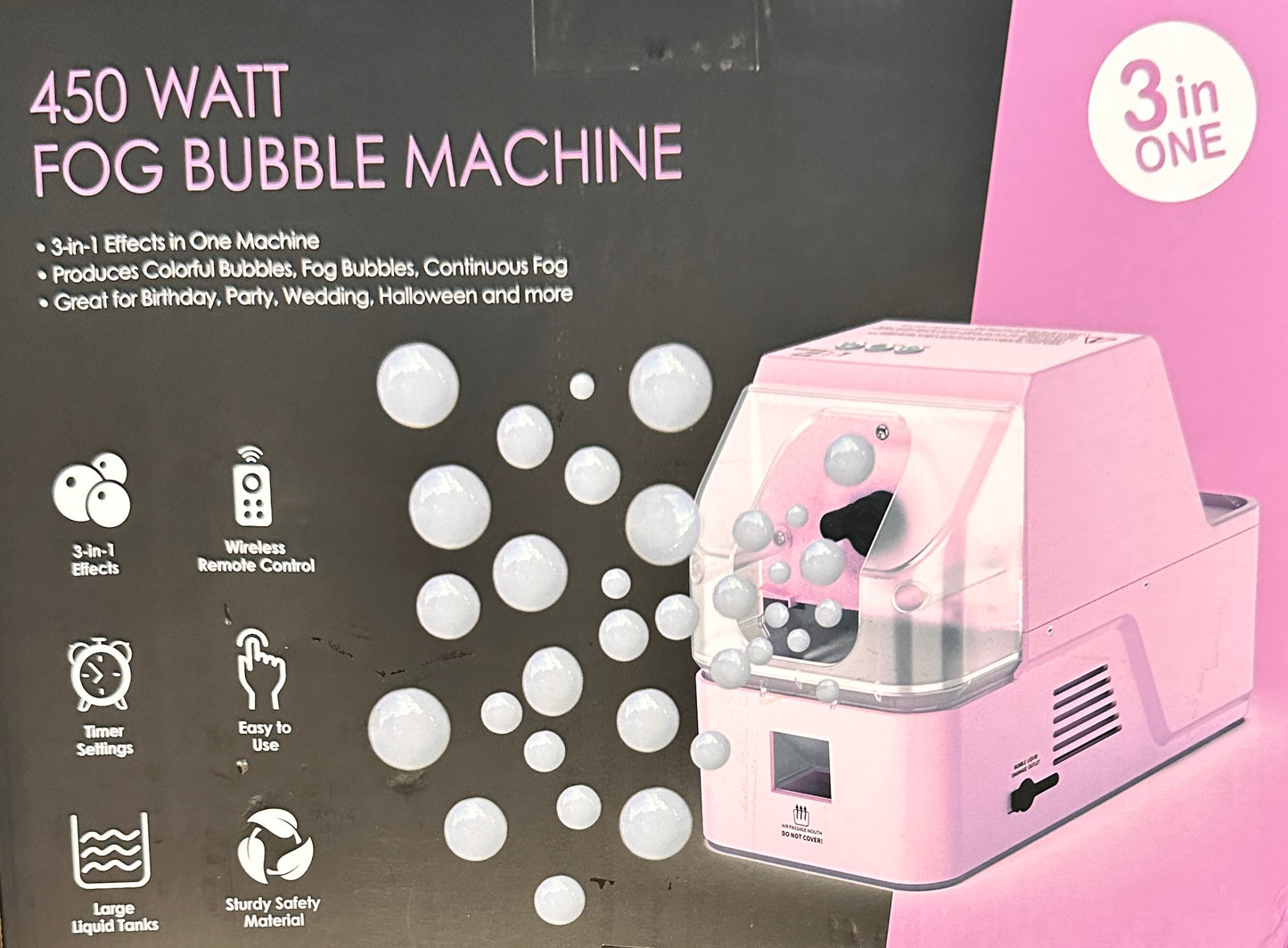 Fog Bubble Machine Pink Colour Smoke-Filling Bubbles Come Out of the Machine