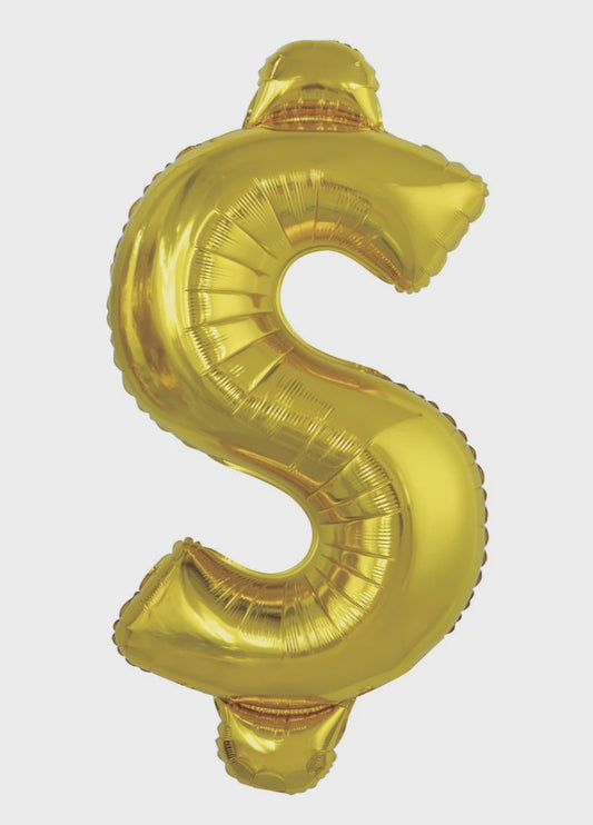 DOLLAR SIGN FOIL 34"PKG-GOLD $