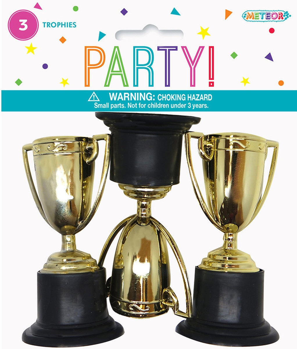 3 Gold Trophy Party Favors 3 Pack
